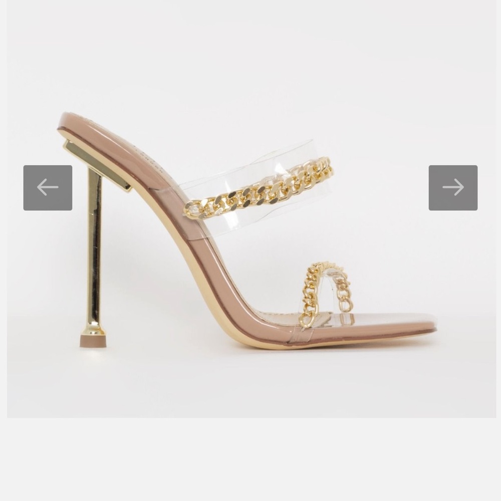 Monsoon Nude Patent Clear Chain Stiletto Mules
SKU: JESSY-4 NUDE PATENT